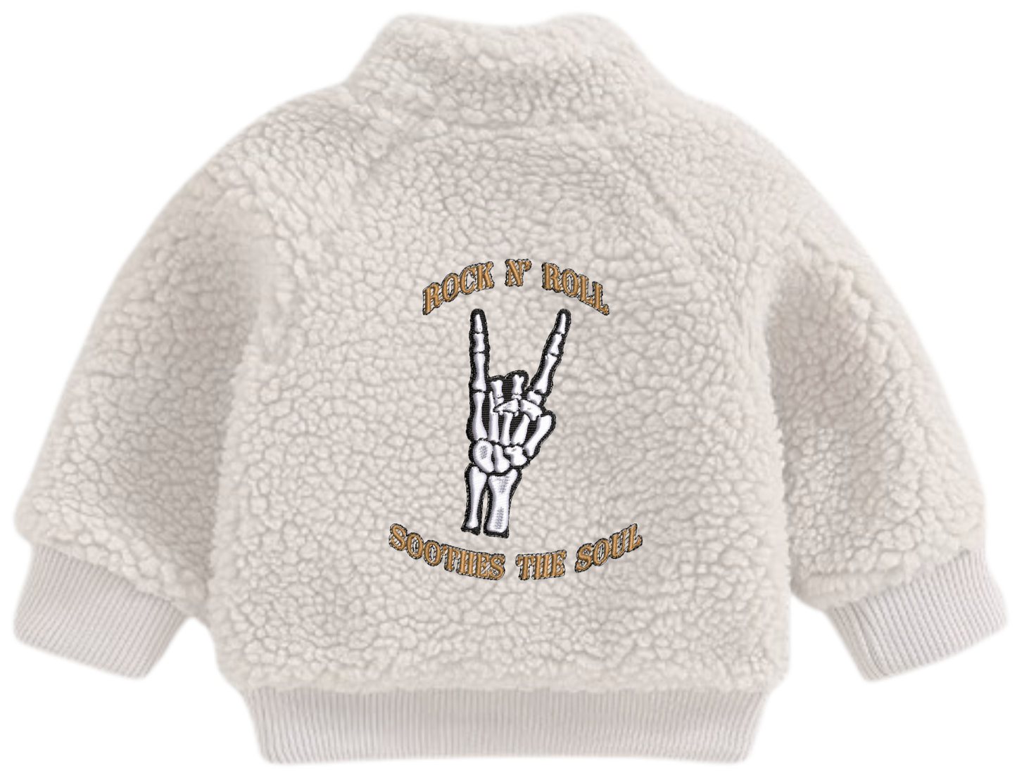 "ROCK N ROLL" INFANT FAUX FUR ZIP UP