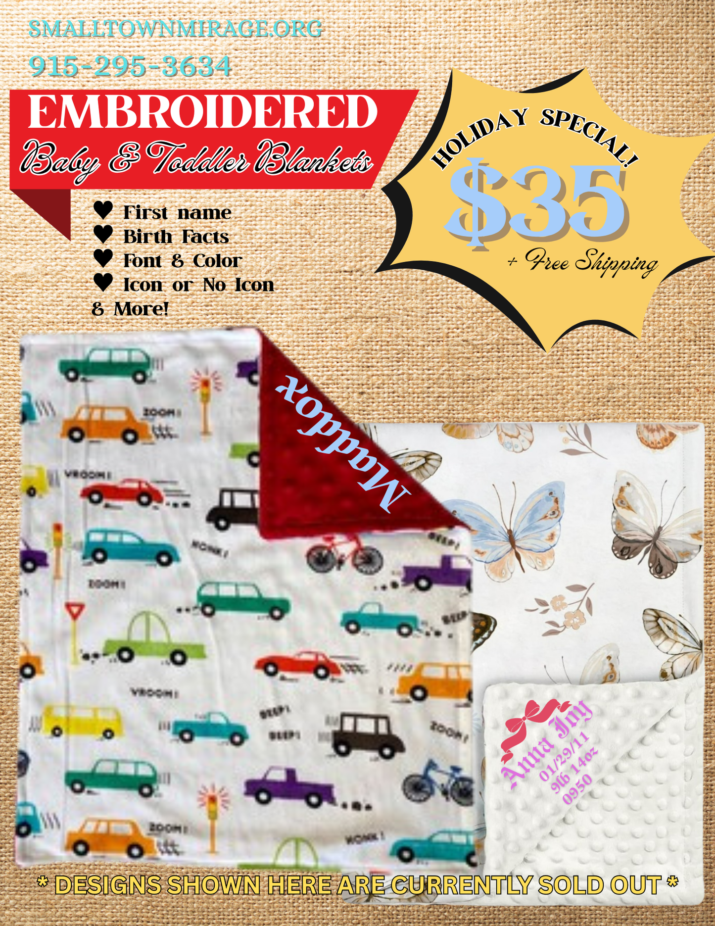 Embroidered Baby Blanket SET LIST 2